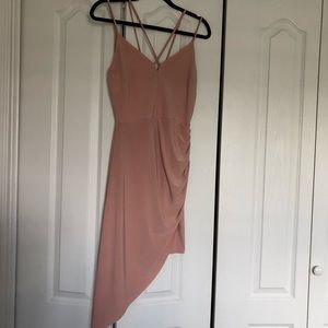 Strappy blush high slit dress
